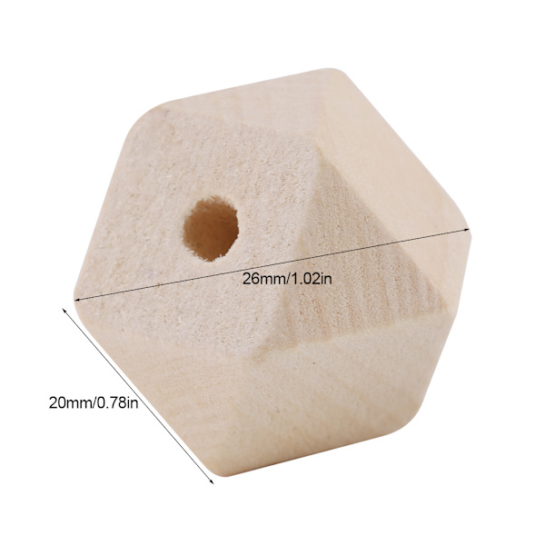 50 st ofärgade geometriska polyeder fasetterade träpärlor DIY-tillbehör 20 mm