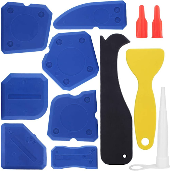 Fogpistol Silikon Tätningsmedel Avslutande Fogverktyg Kit 12 Stycken Tätningslister & Socklar Utbytbara Dynor för Badrum Kök Tätning