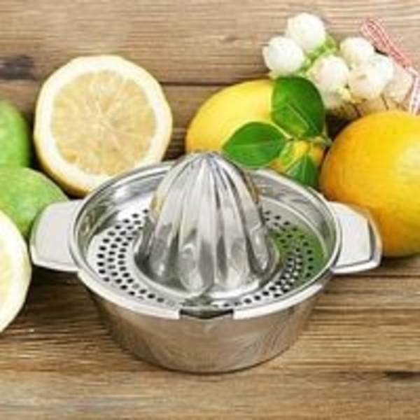Rostfri manuell juicepress, manuell citruspress i rostfritt stål för citronköksredskap