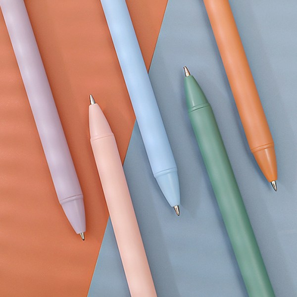 Snabbtorkande bläckpennor, infällbar design 0,5 mm fin spets gelbläckpennor för kontors- och skolmaterial, mjukt grepp (Macaron-färger)
