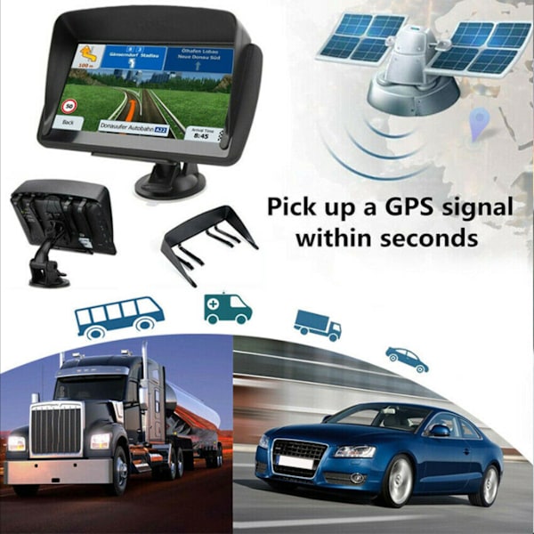 Universal 7-tums GPS-navigator för bil med högupplöst pekskärm och fäste för lastbil
