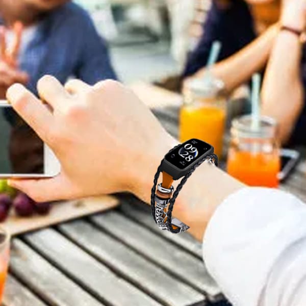 Smart Watch Armband Armband Hudvänlig Justerbar Bekväm Hållbar PU Läder Klockarmband för Redmi Band 2 Brun