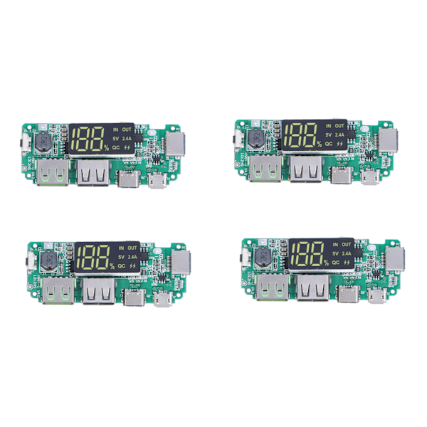 4 st Mobila Strömadapterkort Dubbla USB 5V 2.4A Modul med Överladdningsskydd