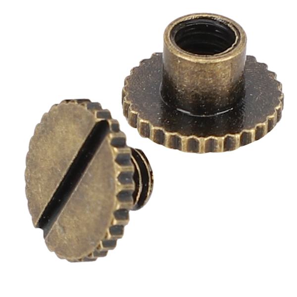 30 Set Boknit Nitar Knurling Platt Mässing Läderbindningsknapp Tacks 9.5x6mm Spik 4mm Skruv(Brons )