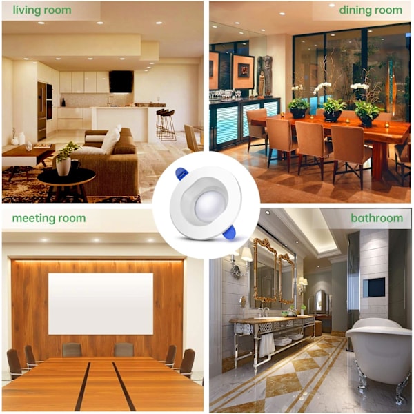 Set med 6, neutralt vita LED-infällda spotlights, runda LED-badrumsstrålkastare IP44, för badrum, vardagsrum, sovrum, kök, kontor, hall