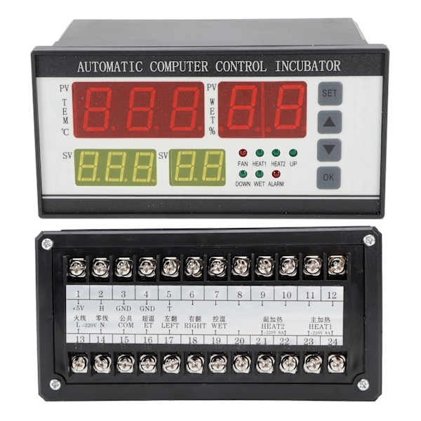 220V Inkubator Termostat Hög Noggrannhet Automatisk Äggvridning Temperatur Fuktighetskontroll