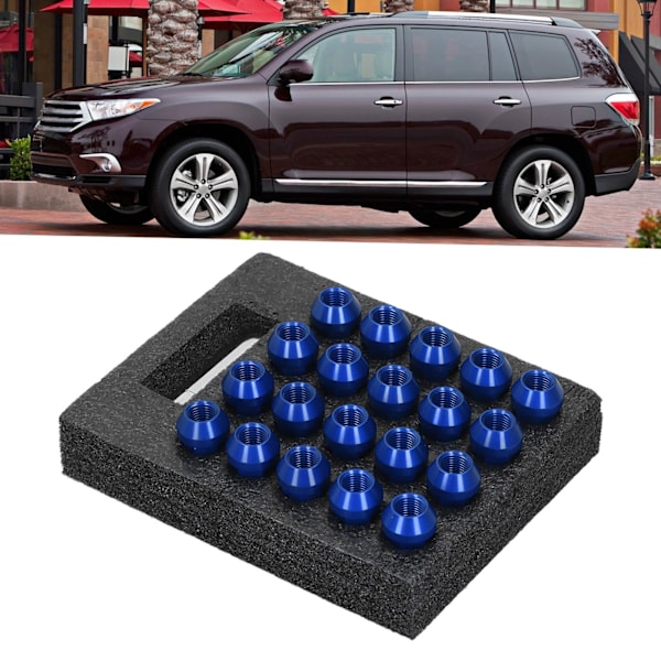 20 st Hjulbultar M14x1.5 Gänga 2 tum Höjd 7075-T6 Aluminium Genomgående Hål Låsande Hjulbultar Blå