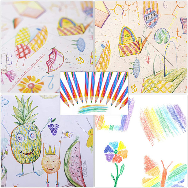 Regnbågsfärgade pennor 12 roliga regnbågsfärgade pennor, 4 i 1 regnbågsfärgade pennor, ritpennor för konst, målning, färgning och skissning