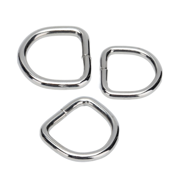 50 st D-ringar i premiumjärn, robusta, hållbara, blekningsfria, utsökta, breda applikationer, metall D-ringar för väska, kläder, plånbok, silver 2x11x11mm
