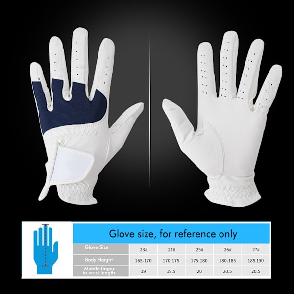 Golfhandskar för män vänster hand mjuka polyuretanfiberhandskar bekvämt grepp 24#
