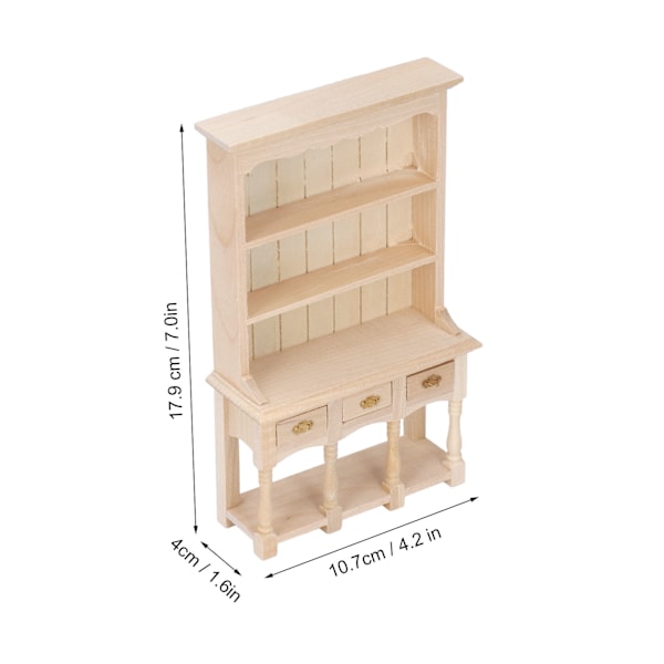 Dockhusbokhylla 1/12 skala 3 lager låddesign Klassiska rena färger DIY Färgläggning Miniatyrbokhylla för present