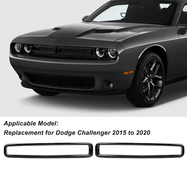 Frontgrill Galler Insatser Skydd Trim Ersättning för Dodge Challenger 2015 till 2020 Blank Svart