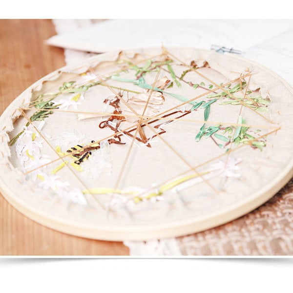 DIY Broderikit Blomma Korsstygn Oavslutad Handarbete med 20cm Hoop Ram för Nybörjare Heminredning Typ 2