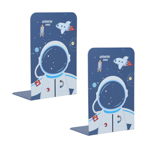 Matchande Bokstöd, Trä Bokstöd för Barn Astronaut-mönster, För Pojkar Flickor Barnkammare Eller Sovrum, Släta Kanter Halkfri Design, Tvåpack