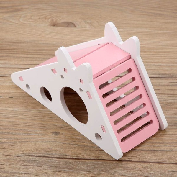 Husdjur Hamsterhus Trä Hamster Lekhus Gömställe Hus Liten Djur Vila Bo med Trappor för Möss Möss Husdjur Smådjur(Rosa)