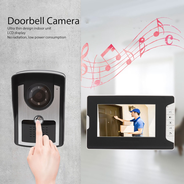 Smart Dörrklocka 16 Ringar Infraröd HD Trådlös Video Intercom Dörrklocka Kamera för Hem 100V‑240V EU-kontakt