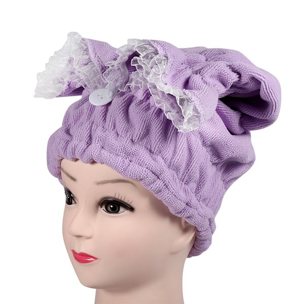 Absorberande mikrofiberhårhandduk Snabbtorkande turban Badrumshårhandduk Hat Handdukar Lila