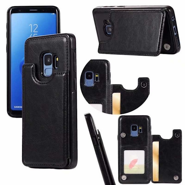 Samsung S9 Plus Stöttåligt Skal Korthållare 2-FACK Flippr Svart