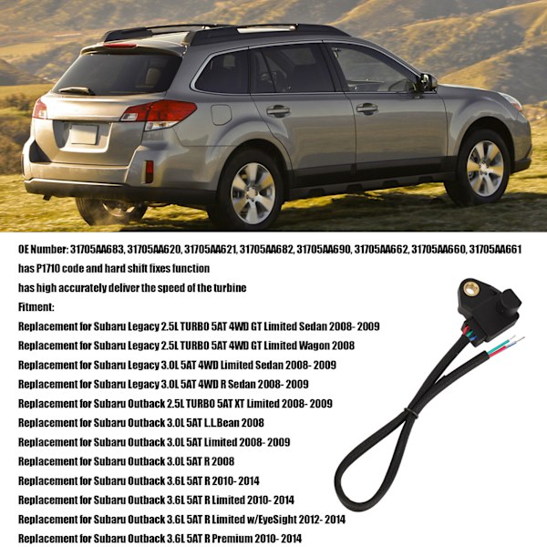 Turbinhastighetssensor 31705AA660 Ersättning för Subaru Legacy Outback Tribeca