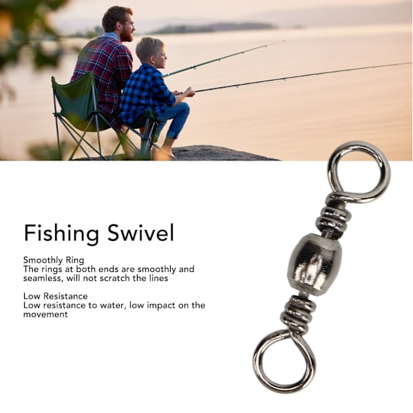 100 st Fiske Swivel Hög Hastighet Stabil Rotation Rostskydd Tunna Swivel Fiske Linje Anslutning 1/0 31mm 48kg