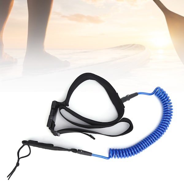 Surfboard Leash TPU Heliciform Bekväm Hög Elastisk Surfing Säkerhet Dragrep (Blå Vit)