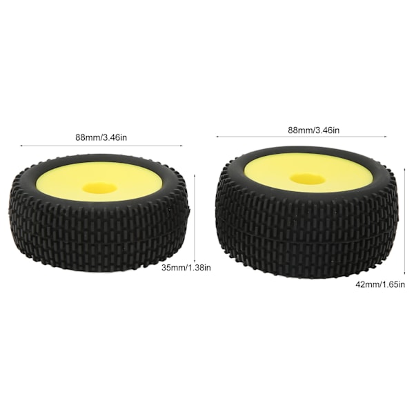 4 st RC-gummidäck Flexibla stabila täta textur RC-hjul Däck Däck för 1/10 terrängfordon Gul