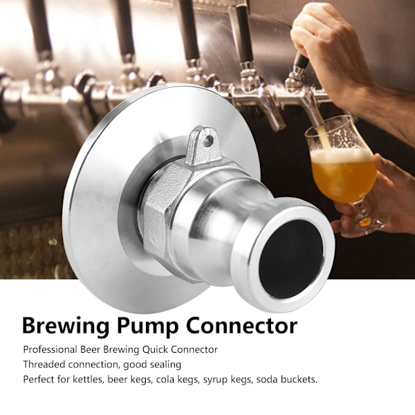 Snabbkoppling för hemmbryggning i rostfritt stål 304, rörkoppling, adapter 1/2 tum‑Fx1,5 tum TC