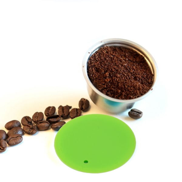 Påfyllningsbar kaffekapsel i rostfritt stål, hög temperaturbeständig, återanvändbar kaffepåse för hemmet, grön