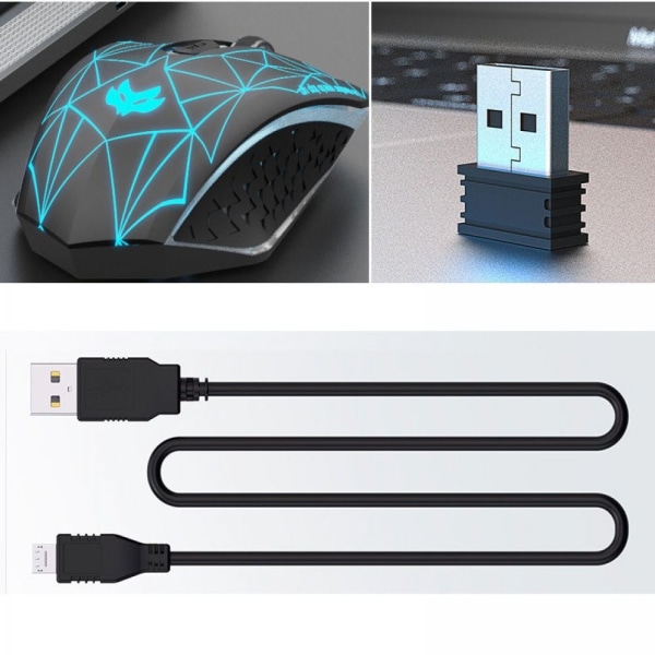 Trådlös mus, 2,4G, PC-mus med USB Nano-mottagare, 7 LED-upplyst mus