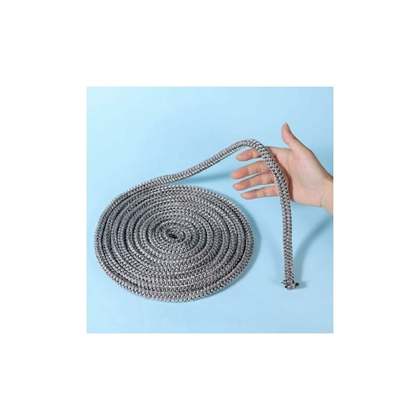 Flätat insats- och spispackning, 10 mm x 4 m grafitimpregnerad glasfiberpackning skorstensförseglingsrep ersättning för eldstäder vedeldade spisar