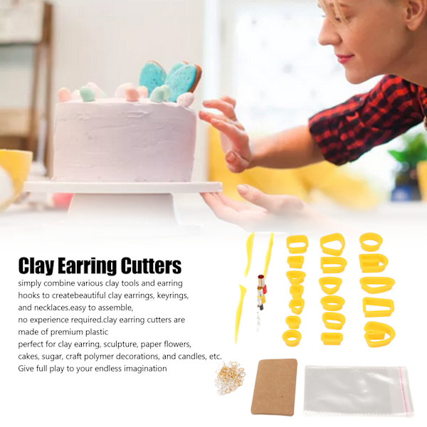 Polymer Clay Cutter Set 18 Cutters Hållbar Plast Smoothing Multi Purpose Clay Örhänge Making Kit för Smycken Hantverk DIY