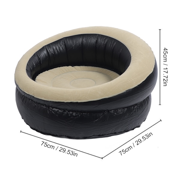 Uppblåsbar Soffa PVC Flockning Bärbar Ergonomisk Uppblåsbar Soffstol för Vardagsrum Sovrum Utomhus Resa Brun