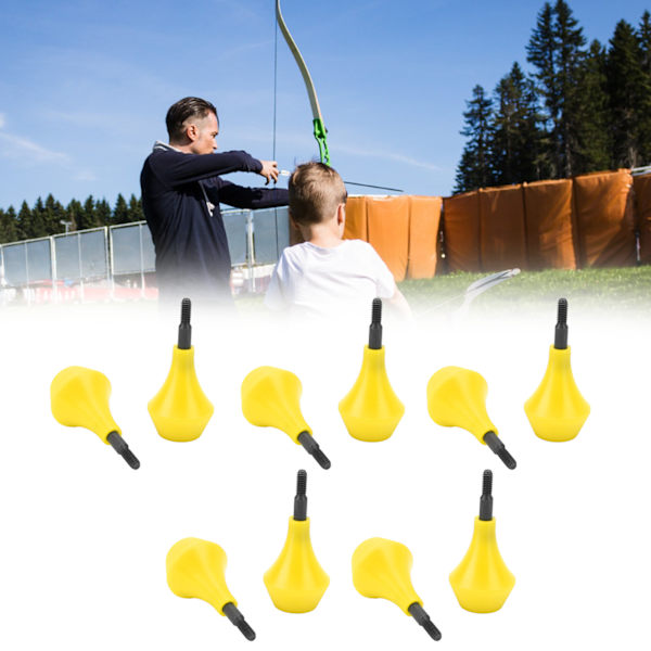 10 st pilspetsar för pilbåge, säkra pilspetsar, skruvas fast i nylon, pilbågstillbehör för jakt, spelträning, barn, vuxna, gul