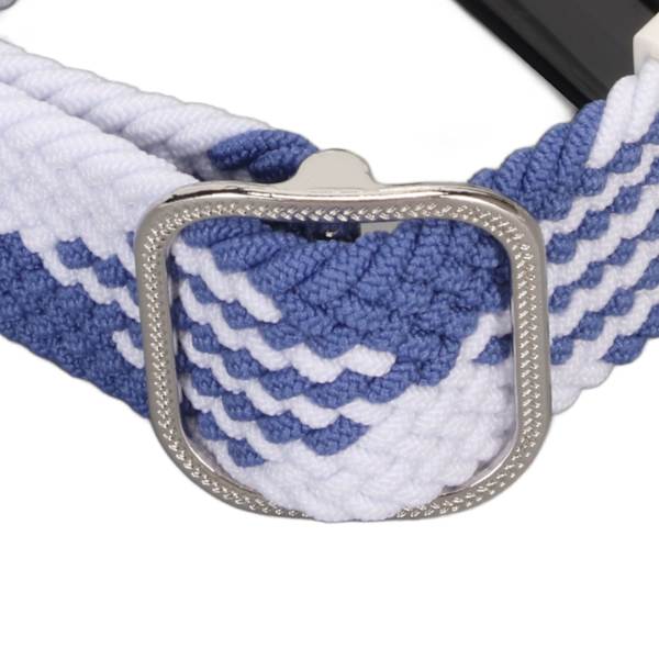 Stretch Nylon Flätad Klockarmband med Skyddande Bumper Case Tillbehör Passar för Mi Band 7 Pro Blå Vit och Svart Fodral
