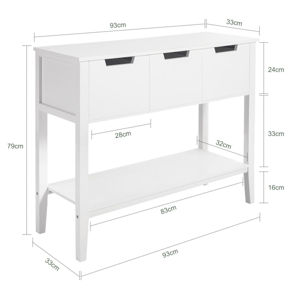 SoBuy Avlastningsbord, Vitrinskåp, Hallmöbler, Skänk, FSB51-W White