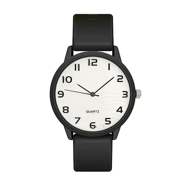 Stilren klocka med silikonarmband - Svart / Vit Vit