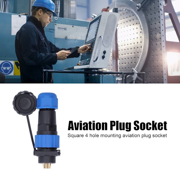 Vattentät Plugguttag Kvadratisk Flygströmkontakt Butt Terminal Adapter AC 380V SP203 Stift