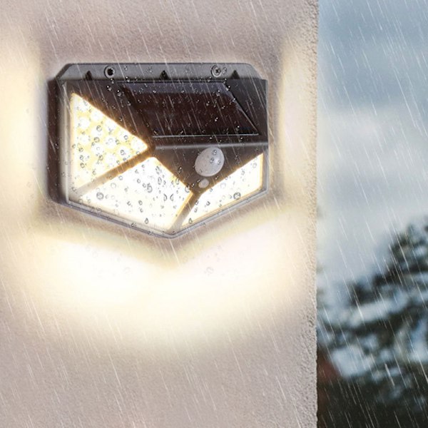 Solarlampor Utomhus, Bred Belysningsvinkel Med Super Stark 100 Led Solar Vägglampa, Känslig Pir Rörelsesensor, 3 Belysningslägen, Ip65