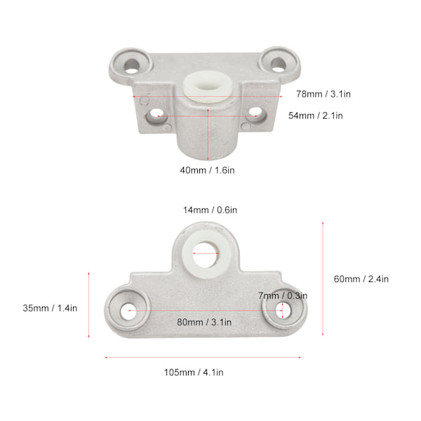 2 st Båtroddare 14mm Aluminium Skaft Toppmonterad Roddlare för Båtar Yachter Fartyg