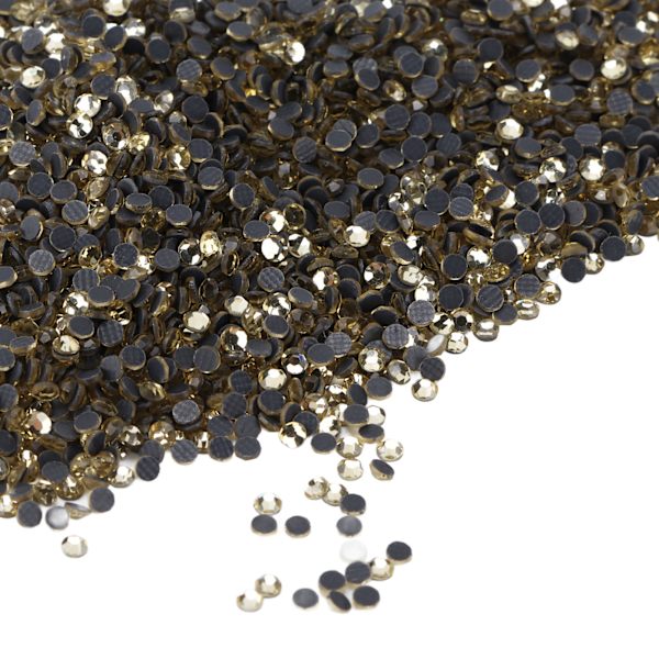 14400 st Flat Back Rhinestones Bländande Färgglada DIY Robusta Regnbågsfärgade Rhinestones Runda Pärlor för Manikyr Makeup Ljusgul