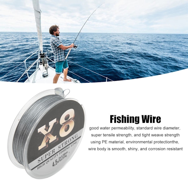 100m Fiske Linje Slitstark Flätad Fiske Wire Stark Dragkraft Linje för Damm Reservoar Storlek 4.5 (0.35mm 25kg)