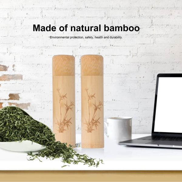 2 st bambubehållare naturliga miljövänliga kolsyrade för te nötter rökelsebehållare bambu mönster