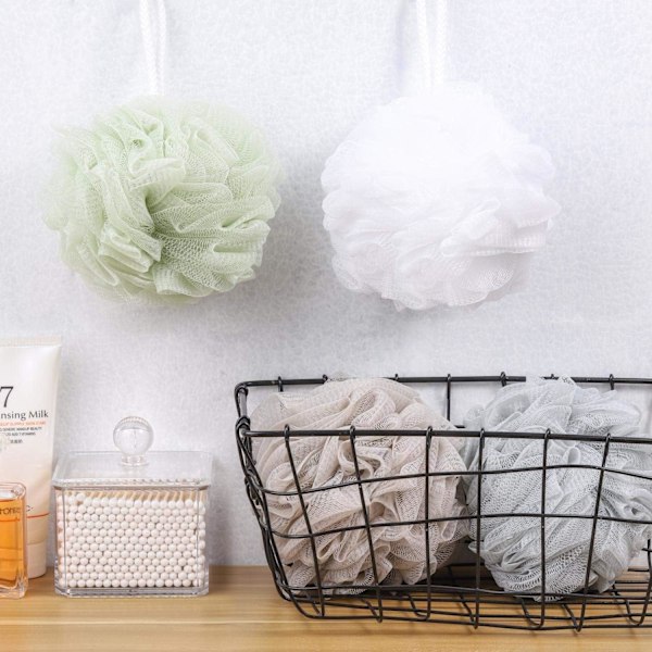 Exfolierande kroppssvamp med upphängningsdesign, mild exfolierande duschpuff, set om 4, miljövänlig, vakuumförpackad för att bevara fräschören