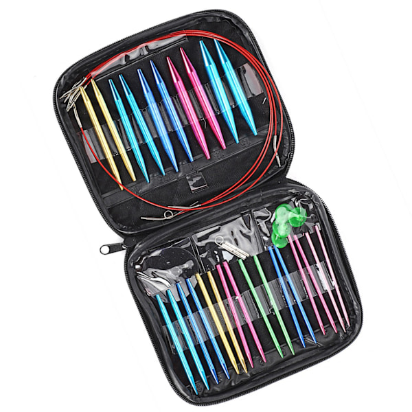 1 Set Utbytbart 13 Storlekar Rundstickor Set 3.0mm‑10mm med Fodral
