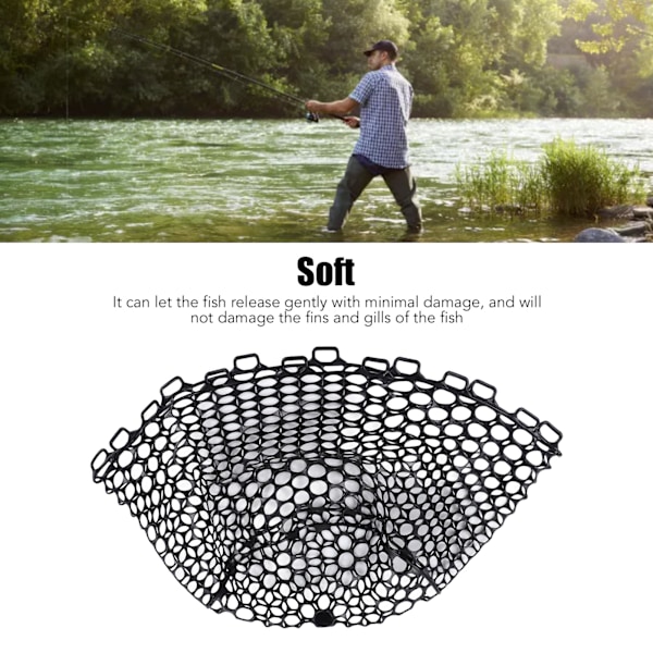 Fiskefluga Ersättningsnät Fördjupat Fiskegumm nät Fiske Landningsnätpåse Delar Svart Djup 32cm