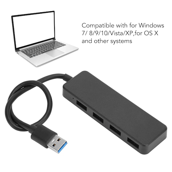 USB 3.0 4-portars hubb 5 Gbps höghastighets 4 i 1 skyddsfunktion USB-splitter för hem, resor, kontor, utomhus