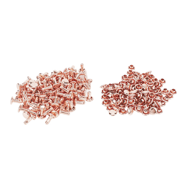 100 set metallnitar rosguld stark glans hög hårdhet metall lädernitar för DIY läderhantverk bälten 6x8mm