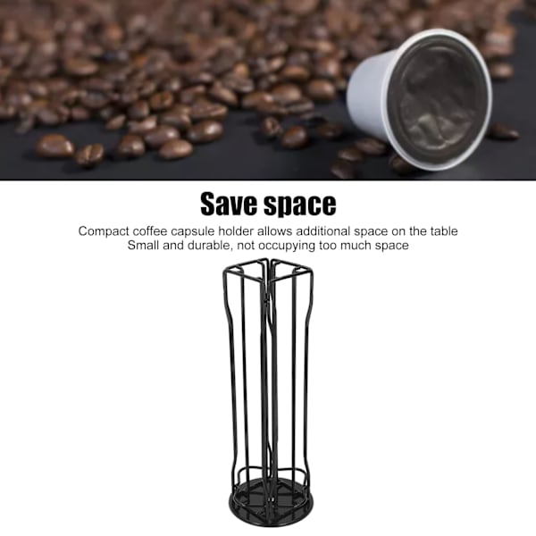 Kaffe Kapsel Stativ 360° Rotation Anti Slip Tjock Bas Smidesjärn Kapsel Pod Hållare för Vertuoline 20pods Svart