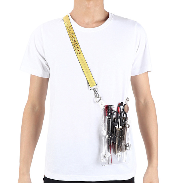 Frisör Saxväska Transparent PVC Hårsaxar Kammar Förvaringsfodral Barberverktyg Svart