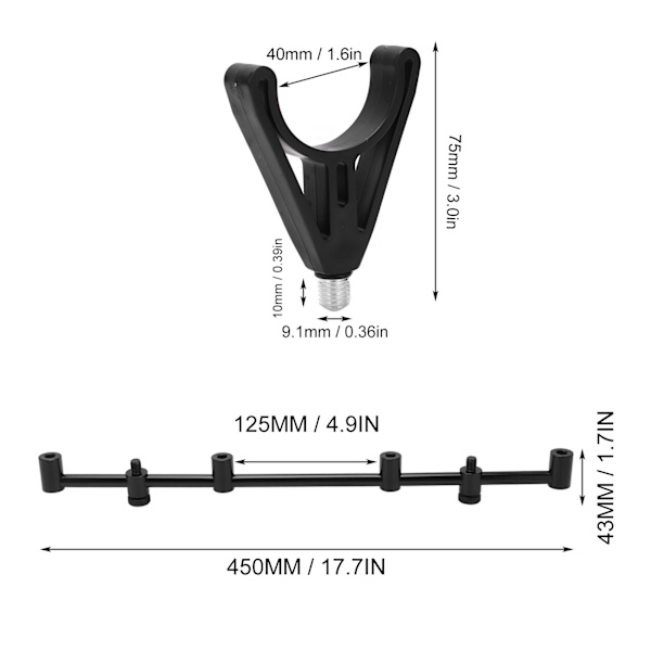 Karpfiskestångshållare Fäste Stativ Utomhus Karpfiske Spö Buzz Bars Stativ Svart (4 Huvuden 45cm Fäste 4 Huvud)